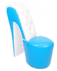 Casa Padrino Fauteuil High Heel Design Chaussure en Bleu Clair / Blanc - 105 x 40 x 85 cm Casa Padrino Fauteuil High Heel Design Chaussure en Bleu Clair / Blanc - 105 x 40 x 85 cm