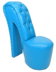 Casa Padrino Poltrona Decolleté con Pietre Decorative Azzurro, Sedia Design a Forma di Scarpa, H 105 cm