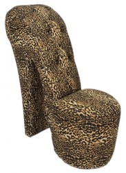 Casa Padrino Poltrona Tacco Alto Leopardo con Pietre Decorative - Sedia Scarpa Design