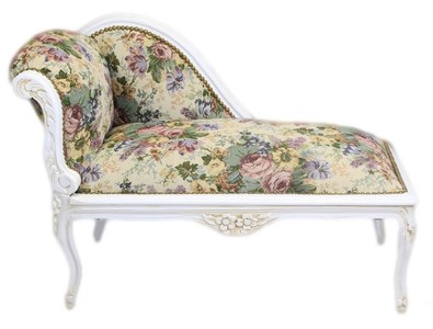 Casa Padrino Baroque Children's Chaise Longue Floral Pattern / Antique White - Recamiere Children's Sofa 109 x 49 x 72 cm