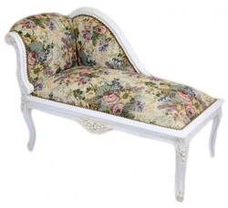 Casa Padrino Chaise Longue Baroque pour Enfant Motif Floral / Blanc Antique - Recamiere Canapé Enfant 109 x 49 x 72 cm