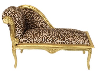 Casa Padrino Chaise Longue Barroca para Niños Leopardo / Oro - Recamiere Estilo Antiguo, 109 x 49 x 72 cm Casa Padrino Chaise Longue Barroca para Niños Leopardo / Oro - Recamiere Estilo Antiguo, 109 x 49 x 72 cm