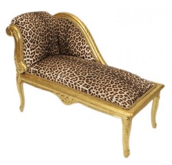 Casa Padrino Chaise Longue Baroque pour Enfants Léopard / Or - Recamiere Style Antique, 109 x 49 x 72 cm