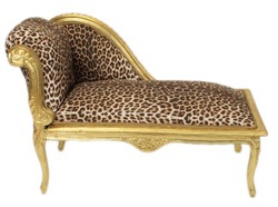 Casa Padrino Chaise Longue Baroque pour Enfants Léopard / Or - Recamiere Style Antique, 109 x 49 x 72 cm