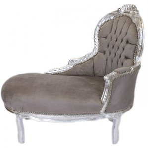 Casa Padrino Baroque Children's Chaise Longue Grey / Silver, 101 x 51 x 93 cm - Luxurious Baroque Furniture