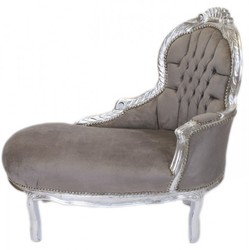 Casa Padrino Baroque Children's Chaise Longue Grey / Silver, 101 x 51 x 93 cm - Luxurious Baroque Furniture