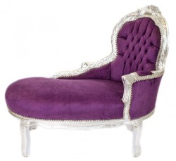 Casa Padrino Baroque Children's Chaise Longue Purple / Silver, 101 x 51 x 93 cm - Baroque Furniture