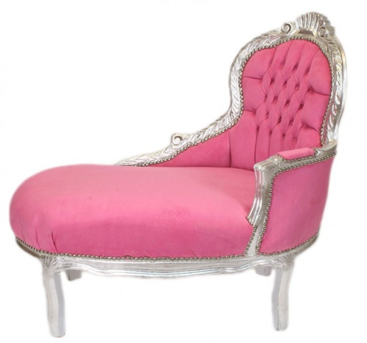 Casa Padrino Baroque kids chaise lounge Rose / Silver Mod2 - Baroque Furniture Casa Padrino Baroque kids chaise lounge Rose / Silver Mod2 - Baroque Furniture