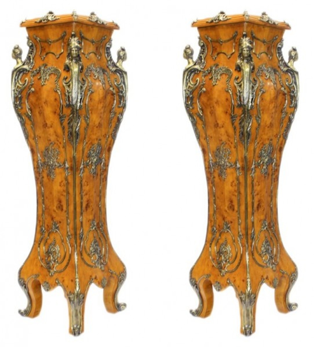 Casa Padrino Luxus Barock Säulen Set Vogelaugen Ahorn / Messing (2 Stk) H 160 cm x B 40 x L 40 cm Casa Padrino Luxus Barock Säulen Set Vogelaugen Ahorn / Messing (2 Stk) H 160 cm x B 40 x L 40 cm