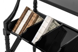 Casa Padrino Luxury Newspaper and Magazine Trolley Solid Wood Black High Gloss Piano Finish 90 x 37 x H. 86 cm Casa Padrino Luxury Newspaper and Magazine Trolley Solid Wood Black High Gloss Piano Finish 90 x 37 x H. 86 cm