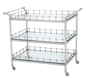 Casa Padrino Desserte de Bar de Luxe en Acier Inoxydable Nickelé et Verre Poli - Chrome - 102 x 71,5 x H. 90,5 cm Casa Padrino Desserte de Bar de Luxe en Acier Inoxydable Nickelé et Verre Poli - Chrome - 102 x 71,5 x H. 90,5 cm