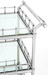 Casa Padrino Luxury Bar Trolley Serving Cart in Nickel-Plated Stainless Steel and Polished Glass - Chrome - 102 x 71.5 x H. 90.5 cm Casa Padrino Luxury Bar Trolley Serving Cart in Nickel-Plated Stainless Steel and Polished Glass - Chrome - 102 x 71.5 x H. 90.5 cm