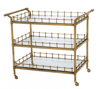 Casa Padrino Desserte de Bar de Luxe Style Antique en Laiton et Verre Taillé 102 x 71,5 x H. 90,5 cm Casa Padrino Desserte de Bar de Luxe Style Antique en Laiton et Verre Taillé 102 x 71,5 x H. 90,5 cm