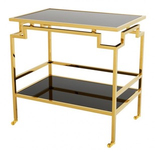 Casa Padrino Desserte de Bar de Luxe Acier Inoxydable Or / Verre Noir - 72 x 47 x H. 71,5 cm Casa Padrino Desserte de Bar de Luxe Acier Inoxydable Or / Verre Noir - 72 x 47 x H. 71,5 cm