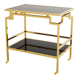 Casa Padrino Luxury Bar Trolley Gold Metall Schwarz Glas Luxury Interior Hotel