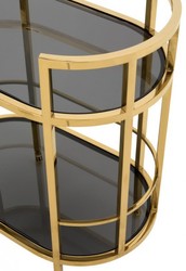 Casa Padrino Carrello Bar di Lusso Carrello di Servizio Acciaio Inox Oro / Vetro Nero - 70 x 43 x H. 81 cm