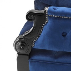 Casa Padrino Panca doppia barocca di lusso Blu reale / Nero laccato pianoforte - 130 x 70 x 66 cm