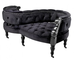 Casa Padrino Luxus Barock Doppel Sitzbank im Barockstil Schwarz / Schwarz Klavierlack - 130 x 70 x H. 66 cm Casa Padrino Luxus Barock Doppel Sitzbank im Barockstil Schwarz / Schwarz Klavierlack - 130 x 70 x H. 66 cm