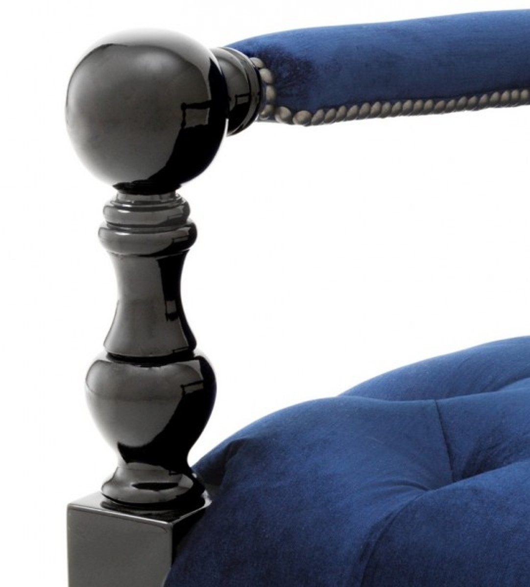 Casa Padrino Luxus Barock Sessel Royalblau / Schwarz Klavierlack - Lounge Sessel - Luxury Collection - Art Deco - Belle Epoche Casa Padrino Luxus Barock Sessel Royalblau / Schwarz Klavierlack - Lounge Sessel - Luxury Collection - Art Deco - Belle Epoche