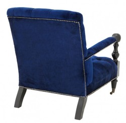 Casa Padrino Luxus Barock Sessel Royalblau / Schwarz Klavierlack - Art Deco Lounge Sessel - 96 x 72 x 82 cm