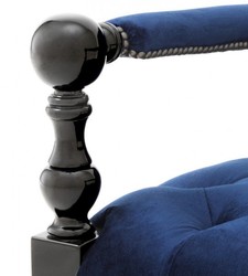 Casa Padrino Luxus Barock Sessel Royalblau / Schwarz Klavierlack - Art Deco Lounge Sessel - 96 x 72 x 82 cm