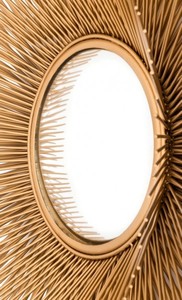 Casa Padrino Luxus Wandspiegel Sonne Gold 80 cm - Runder konvexer Design Spiegel aus Messing