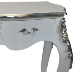 Casa Padrino Escritorio Secreter Barroco de Lujo Blanco / Plata 150 cm - Mueble Exclusivo