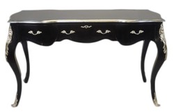 Casa Padrino Luxury Baroque Secretary Desk Black / Silver 150 cm - Writing Desk Solid Wood with Metal Fittings Casa Padrino Luxury Baroque Secretary Desk Black / Silver 150 cm - Writing Desk Solid Wood with Metal Fittings