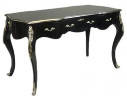 Casa Padrino Luxury Baroque Secretary Desk Black / Silver 150 cm - Writing Desk Solid Wood with Metal Fittings Casa Padrino Luxury Baroque Secretary Desk Black / Silver 150 cm - Writing Desk Solid Wood with Metal Fittings