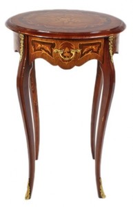 Casa Padrino Table d'appoint baroque en acajou avec marqueterie et tiroir H70 x 50 cm - Style Louis XVI