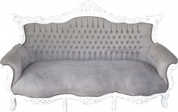Casa Padrino Canapé 3 places Baroque Master Gris / Blanc 210 x 135 x 90 cm Casa Padrino Canapé 3 places Baroque Master Gris / Blanc 210 x 135 x 90 cm