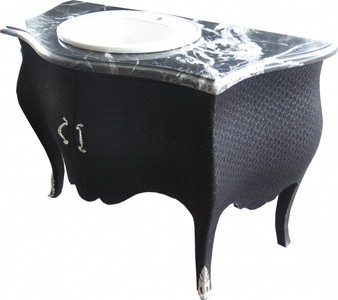 Casa Padrino Mobile Lavabo Barocco di Lusso Nero con Rivestimento in Tessuto e Piano in Marmo 124 x 54 x 92 cm Casa Padrino Mobile Lavabo Barocco di Lusso Nero con Rivestimento in Tessuto e Piano in Marmo 124 x 54 x 92 cm