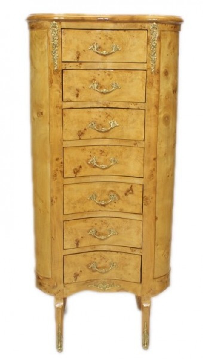 Casa Padrino Baroque chest birdseye maple / gold with 7 drawers Oval - antique style Casa Padrino Baroque chest birdseye maple / gold with 7 drawers Oval - antique style