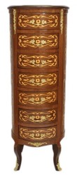 Casa Padrino Baroque Chest of Drawers Mahogany Inlays / Gold with 7 Drawers Round - Antique Style - 120 x 45 x 45 cm