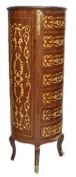 Casa Padrino Baroque Chest of Drawers Mahogany Inlays / Gold with 7 Drawers Round - Antique Style - 120 x 45 x 45 cm