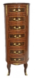 Casa Padrino Baroque Chest of Drawers Mahogany Gold with 7 Drawers Round 120 x 45 x 45 cm