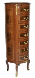 Casa Padrino Baroque Chest of Drawers Mahogany Gold with 7 Drawers Round 120 x 45 x 45 cm