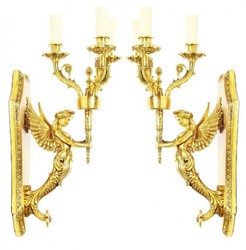 Casa Padrino Ensemble d'Appliques Murales Baroque Or - Lampe Murale en Métal Fait Main (2 Lampes)