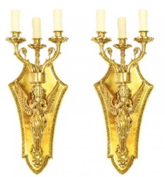 Casa Padrino Ensemble d'Appliques Murales Baroque Or - Lampe Murale en Métal Fait Main (2 Lampes)