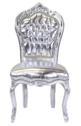 Casa Padrino Baroque Dinner Chair Silver / Silver - antique style furniture Casa Padrino Baroque Dinner Chair Silver / Silver - antique style furniture