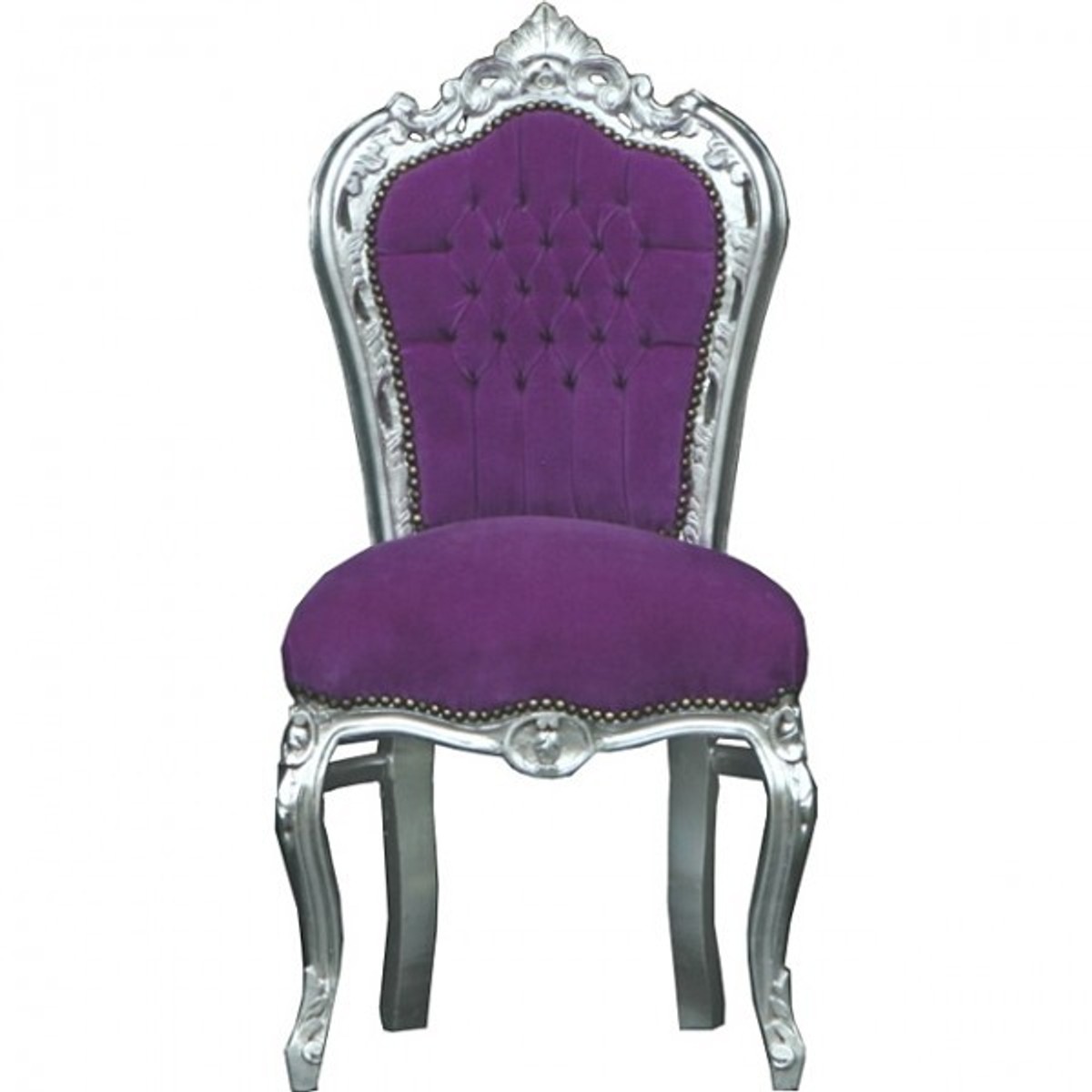 Casa Padrino Barocco Cena Chair Purple Velvet / Argento - Mobili Casa Padrino Barocco Cena Chair Purple Velvet / Argento - Mobili
