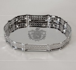 Casa Padrino Bandeja de Lujo Ovalada Maciza Niquelada Plata 29 x 21 x 4 cm - Decoración de Alta Gama