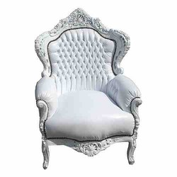Casa Padrino Sillón Barroco King Blanco aspecto cuero, 120 x 85 x 85 cm, hecho a mano