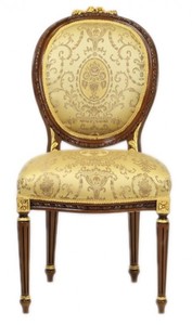 Casa Padrino luxe baroque dîner Stuhl Ludwig XV Or Motif / Mahogany Brown - Meubles Casa Padrino luxe baroque dîner Stuhl Ludwig XV Or Motif / Mahogany Brown - Meubles