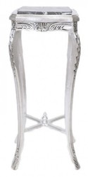Casa Padrino Table d'appoint baroque avec plateau en marbre carrée haute argent 70 x 50 x 50 cm
