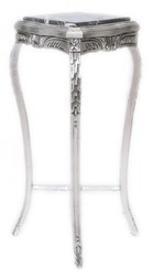 Casa Padrino Table d'appoint baroque avec plateau en marbre carrée haute argent 70 x 50 x 50 cm