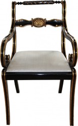Casa Padrino lusso poltrona barocca Nero / Oro / Crema - sedia della scrivania di lusso Casa Padrino lusso poltrona barocca Nero / Oro / Crema - sedia della scrivania di lusso