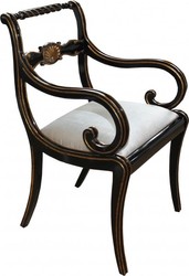 Casa Padrino lusso poltrona barocca Nero / Oro / Crema - sedia della scrivania di lusso Casa Padrino lusso poltrona barocca Nero / Oro / Crema - sedia della scrivania di lusso