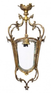Casa Padrino Baroque Pendant Light Oxidized Brass Antique Style Ceiling Lantern - 35 x 70 cm