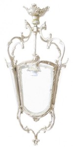 Casa Padrino Baroque Pendant Lamp Silver Lantern - Luxury Metal Glass Light - 70 x 35 cm